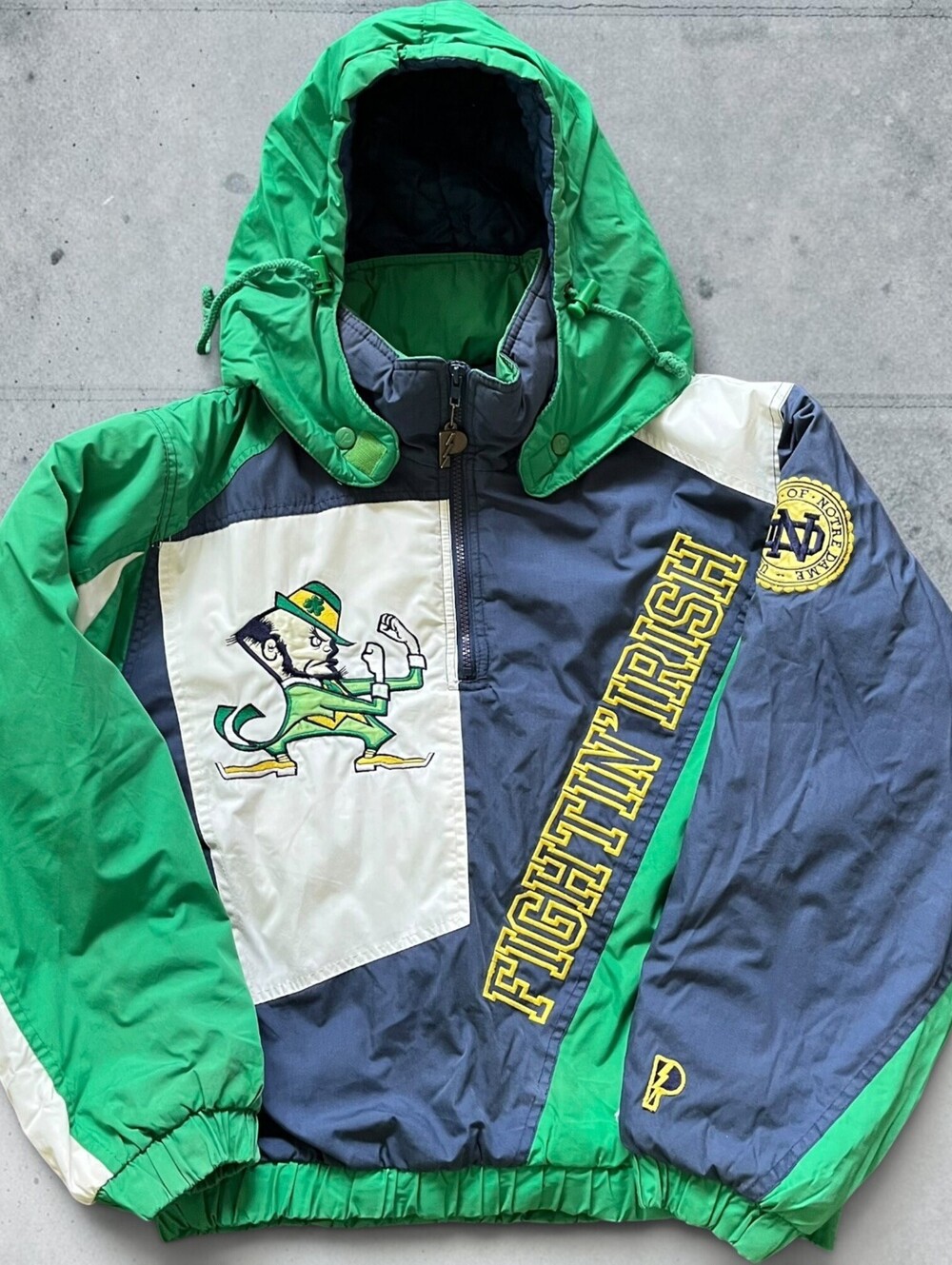 Vintage 90s Notre Dame Fightin Irish NCAA  1/4 Zip Insulated Nylon Puffer XS